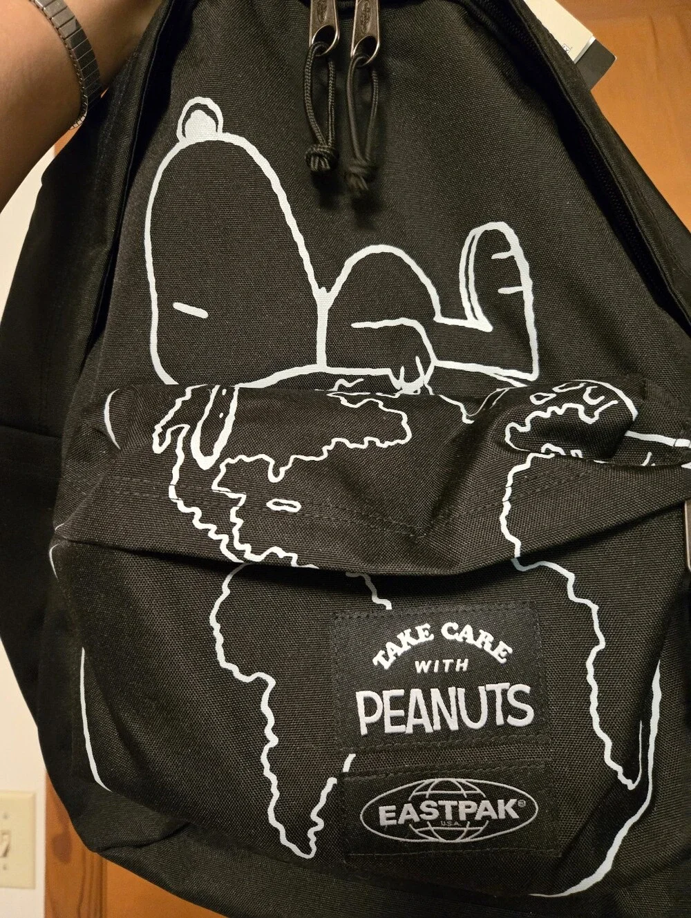 New Eastpak Black Snoopy Graphic Backpack